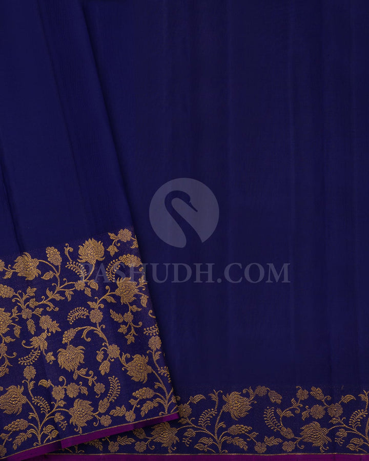 Turquoise With Royal Blue Kanjivaram Silk Saree-S1070(M)