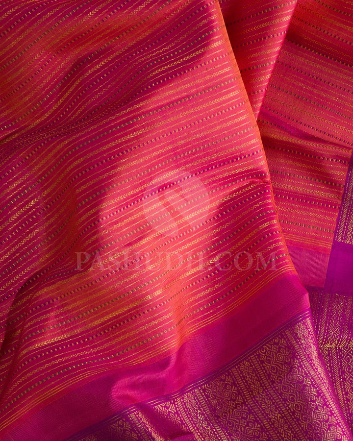 Dual Shaded Pink With Magenta Kanjivaram Silk Saree-S1494(D)