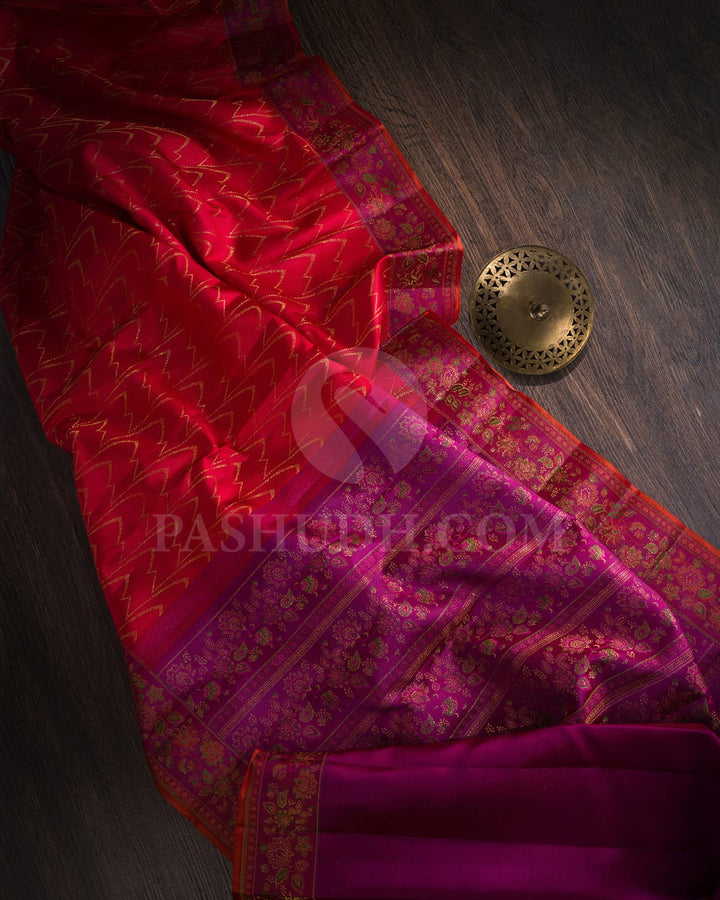 Red And Magenta Kanjivaram Silk Saree-DJ393(C)