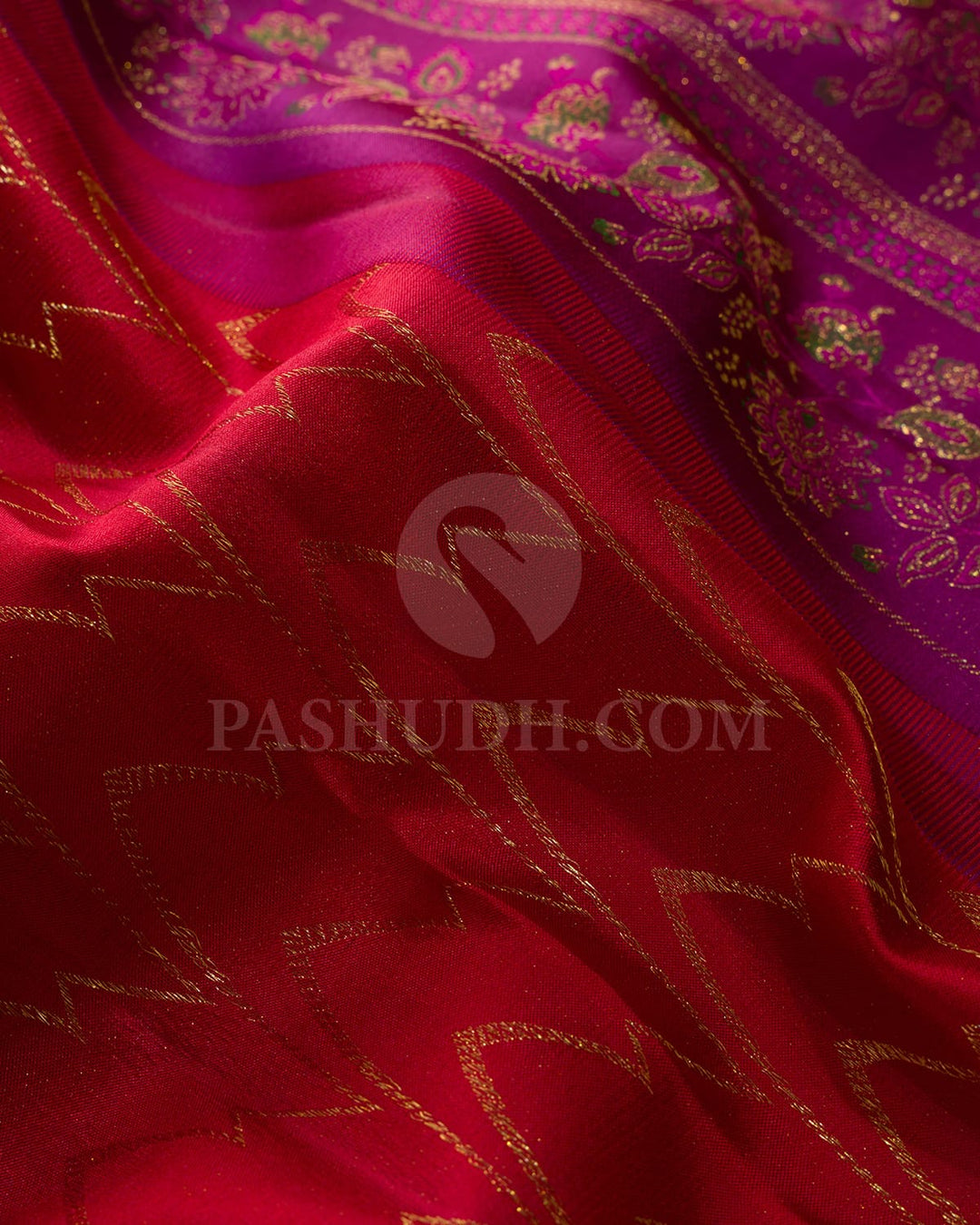 Red And Magenta Kanjivaram Silk Saree-DJ393(C)