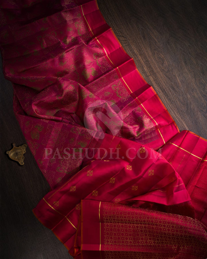 Reddish Pink Kanjivaram Silk Saree-DJ407(A)
