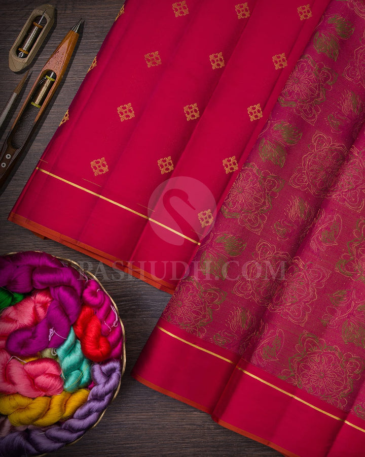 Reddish Pink Kanjivaram Silk Saree-DJ407(A)