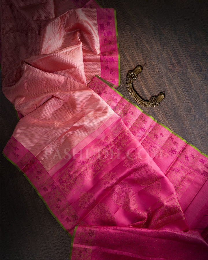 Baby Pink With Watermelon Pink Kanjivaram Silk Saree-DJ380(C)