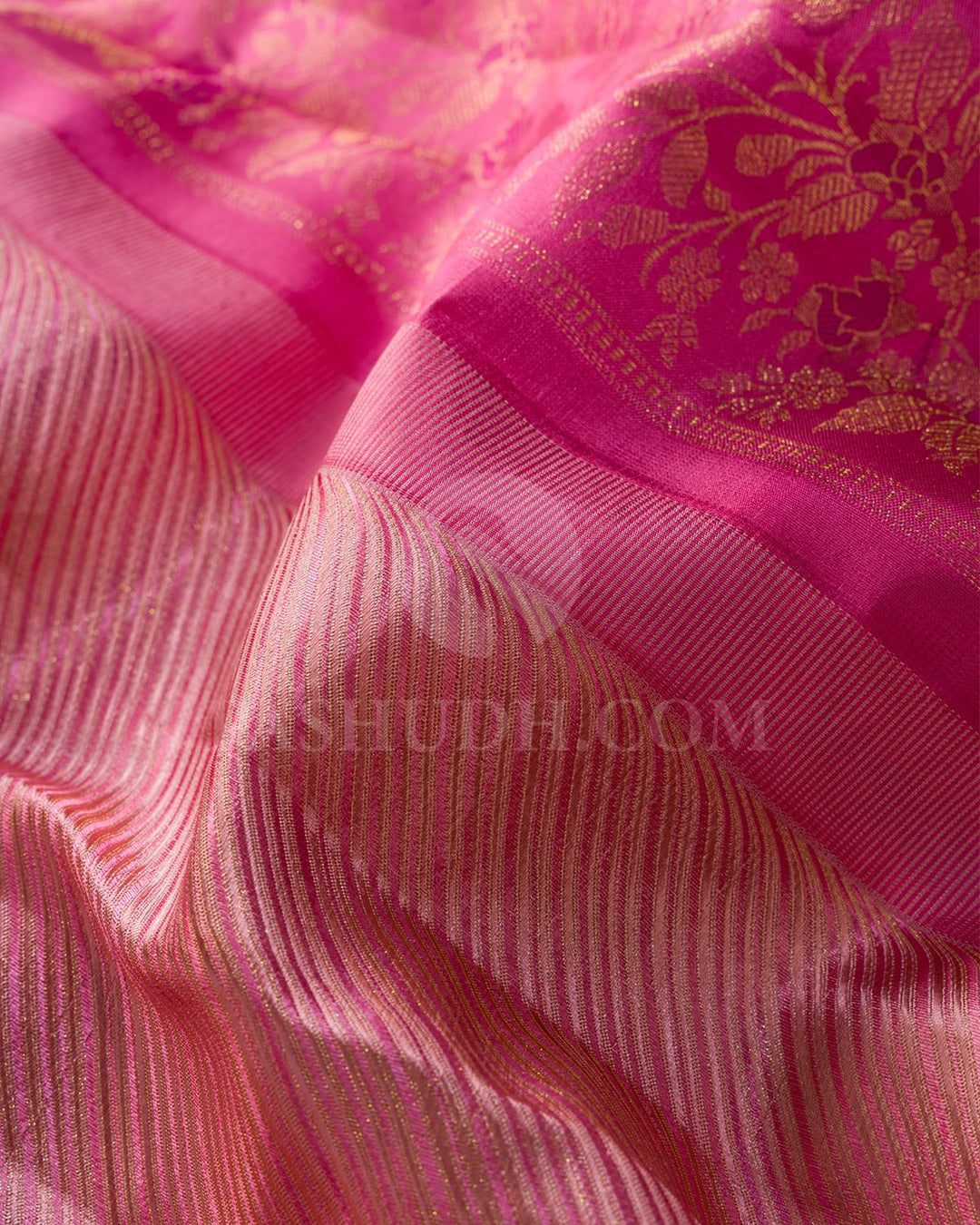 Baby Pink With Watermelon Pink Kanjivaram Silk Saree-DJ380(C)