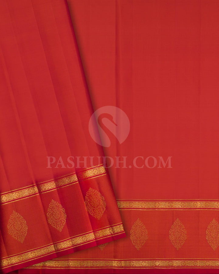 Purple And Burnt Orange Kanjivaram Silk Saree-D652(B)