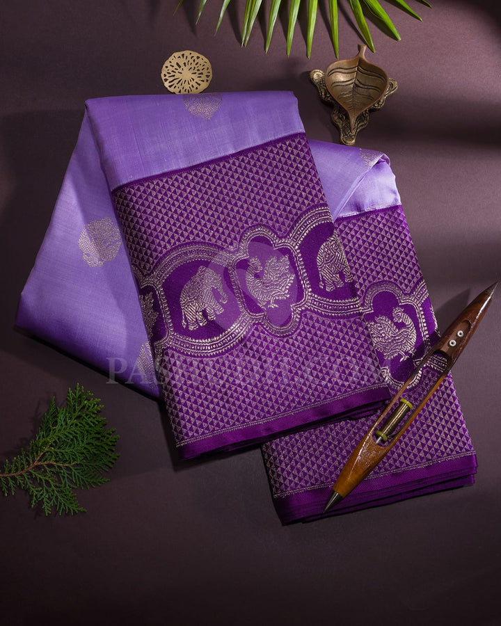 Lavender With Purple Kanjivaram Silk Saree-S1585(A)