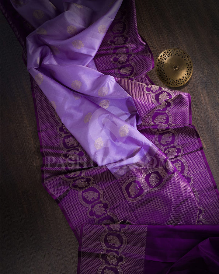 Lavender With Purple Kanjivaram Silk Saree-S1585(A)