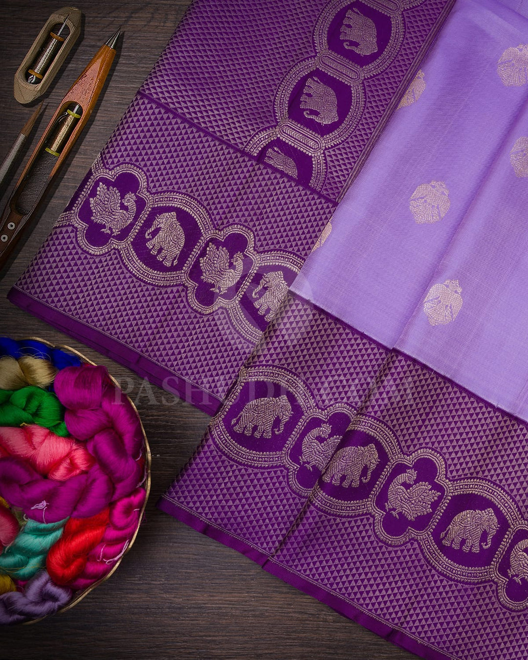 Lavender With Purple Kanjivaram Silk Saree-S1585(A)