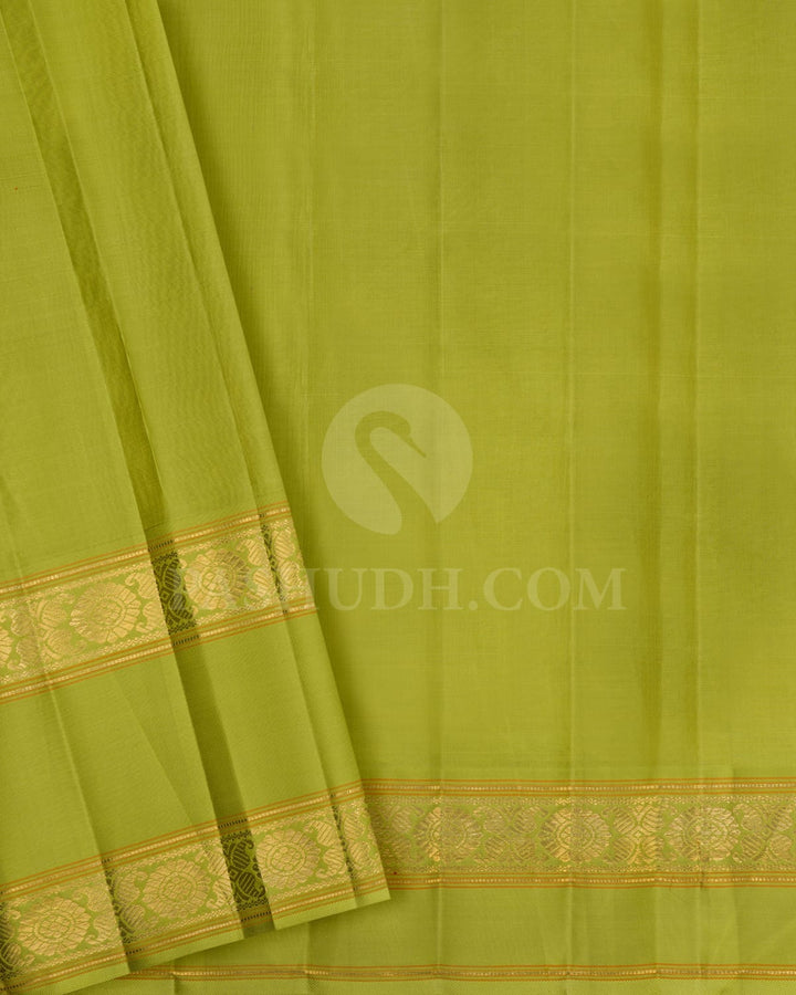 Plum With Pear Green Kanjivaram Silk Saree-S1587(A)
