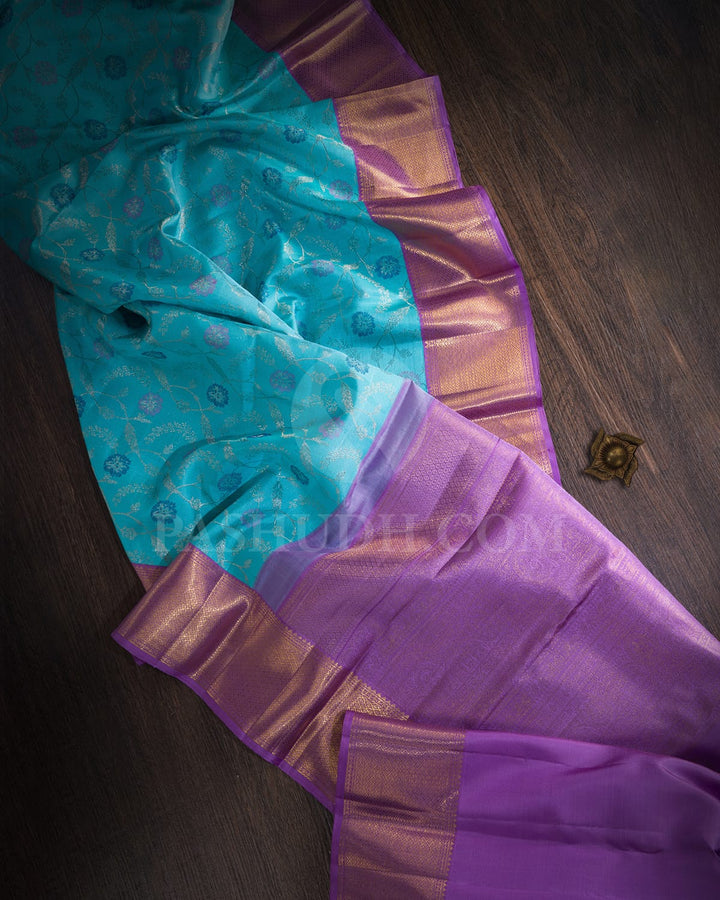 Sky Blue With Lavender Kanjivaram Silk Saree-S1244(C)