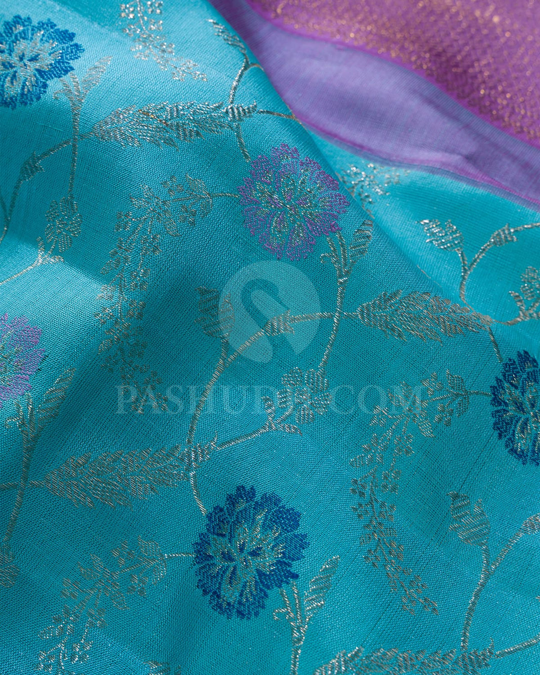 Sky Blue With Lavender Kanjivaram Silk Saree-S1244(C)