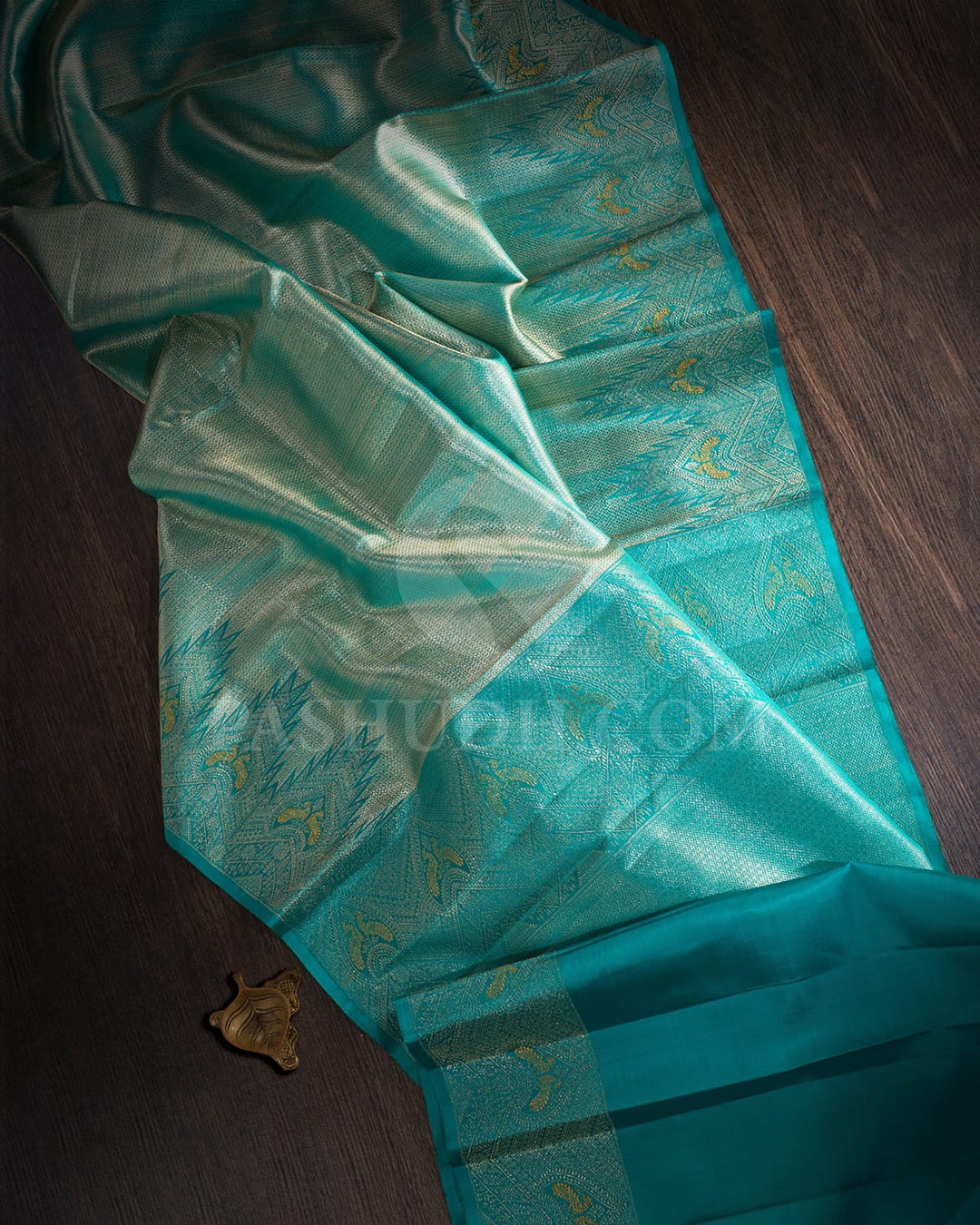 Shimmering Turquoise Blue Kanjivaram Silk Saree-S1211(B)