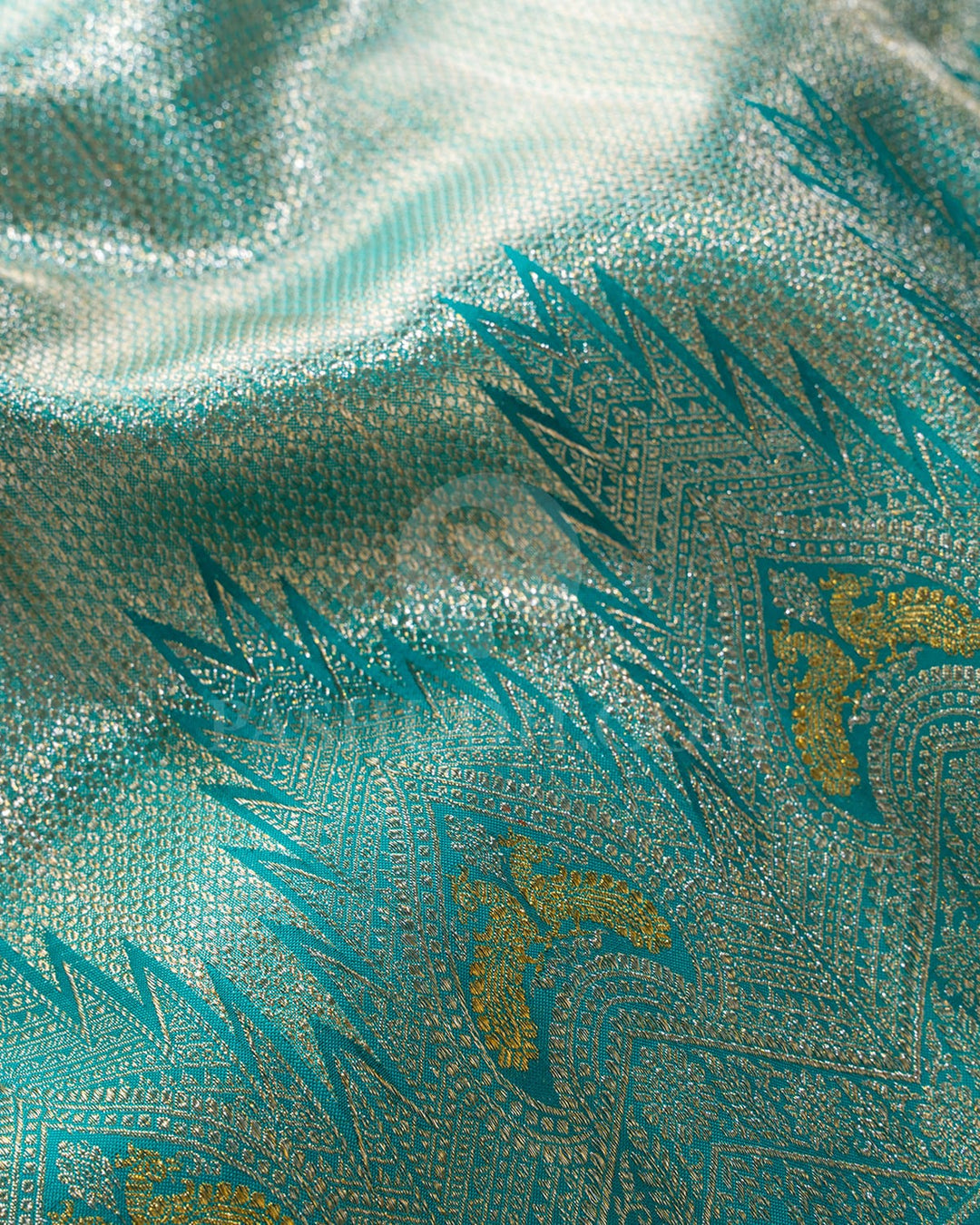 Shimmering Turquoise Blue Kanjivaram Silk Saree-S1211(B)