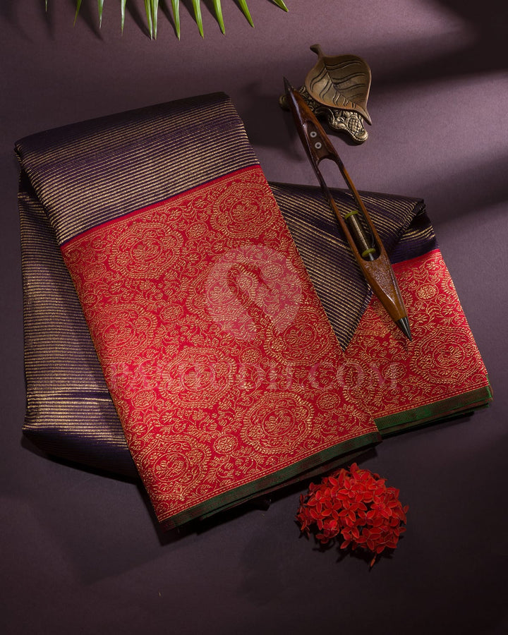 Purple And Red Bridal Kanjivaram Silk Saree-S1168(C)