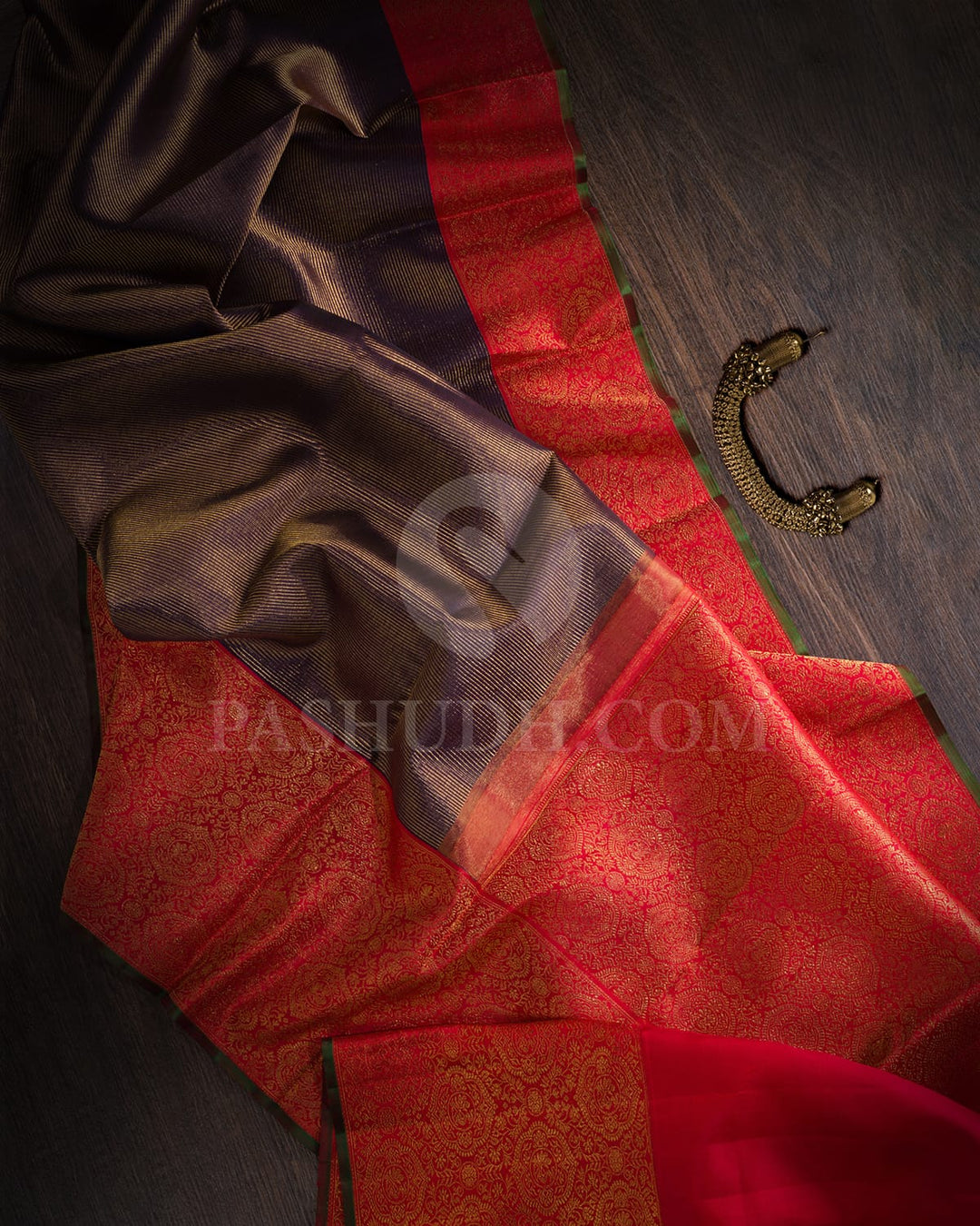 Purple And Red Bridal Kanjivaram Silk Saree-S1168(C)