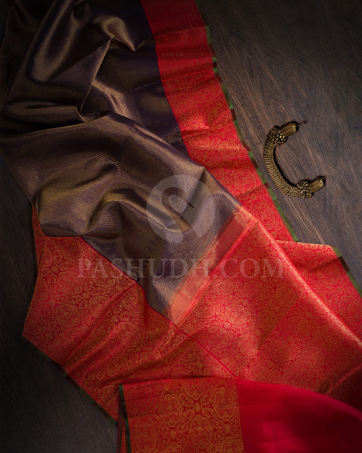 Purple And Red Bridal Kanjivaram Silk Saree-S1168(C)