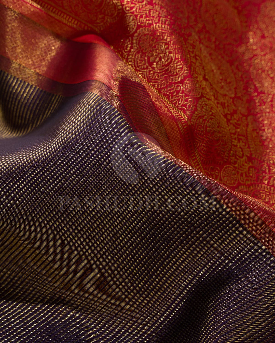 Purple And Red Bridal Kanjivaram Silk Saree-S1168(C)