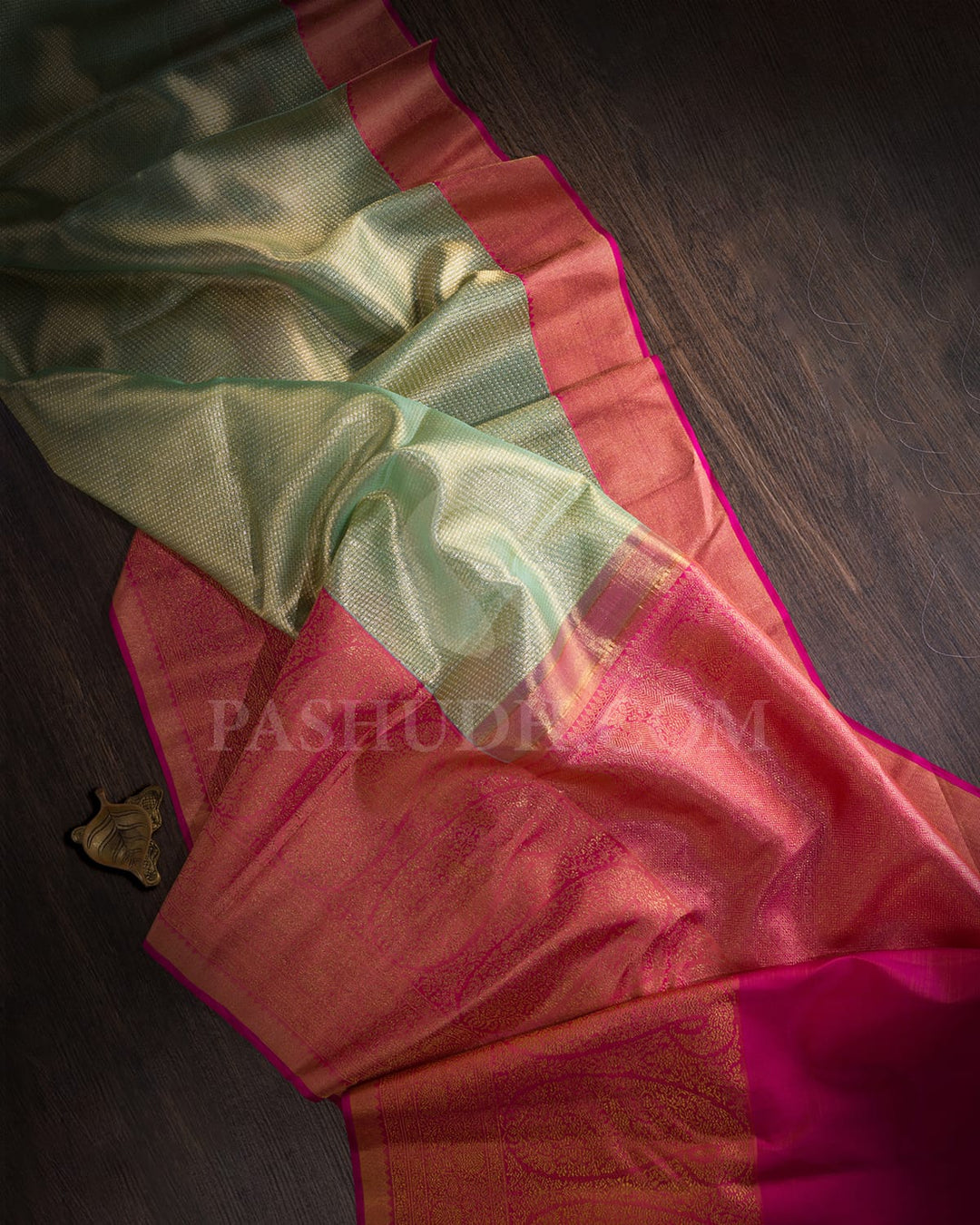 Light Green With Watermelon Pink Kanjivaram Silk Saree-S1287(D)