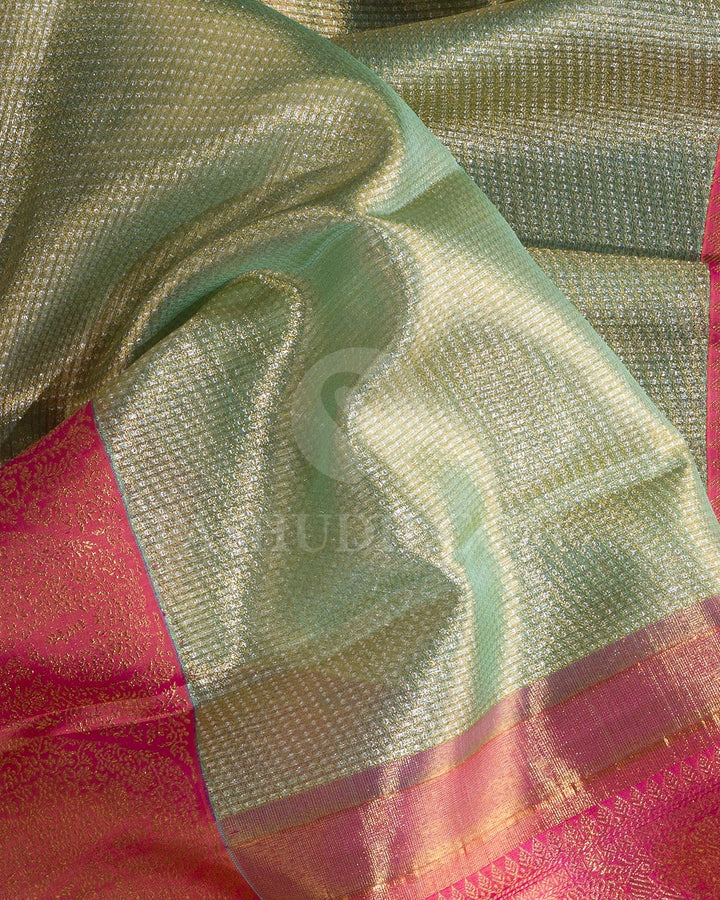 Light Green With Watermelon Pink Kanjivaram Silk Saree-S1287(D)