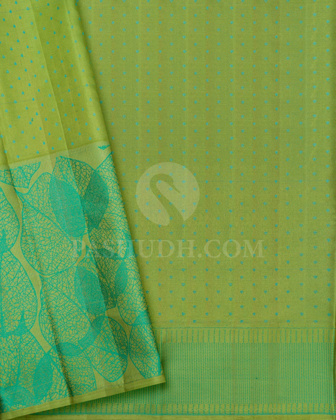 Royal Blue With Light Green Kanjivaram Silk Saree-D658(A)