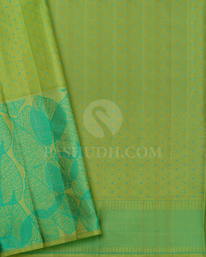 Royal Blue With Light Green Kanjivaram Silk Saree-D658(A)