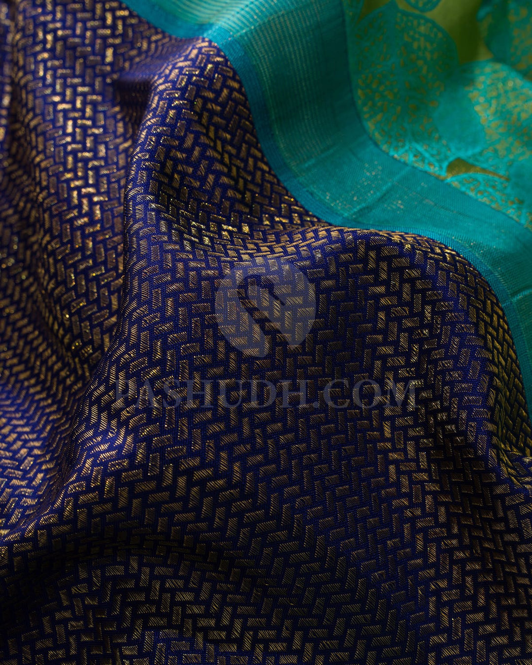 Royal Blue With Light Green Kanjivaram Silk Saree-D658(A)