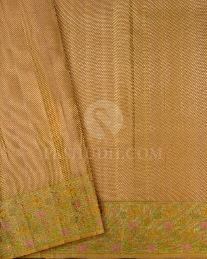 Bright Yellow With Light Green Kanjivaram Silk Saree-D657(A)