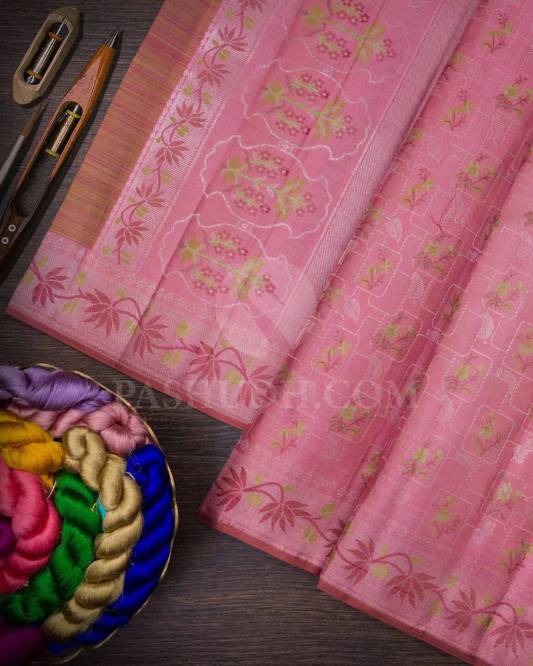 Flamingo Pink Kanjivaram Silk Saree-DJ401(B)