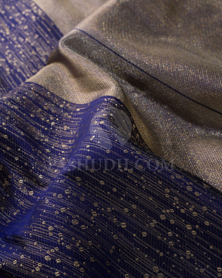 Royal Blue With Light Green Borderless Traditional Kanjivaram Silk Saree-DJ305(J)