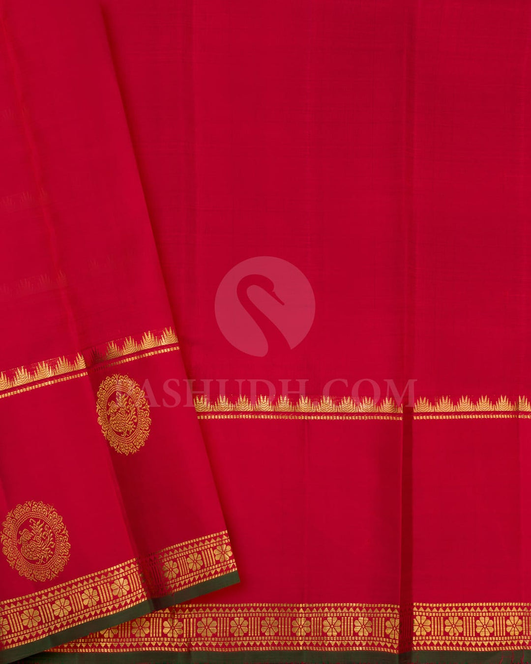 Cream With Red Kanjivaram Silk Saree-S1584(A)
