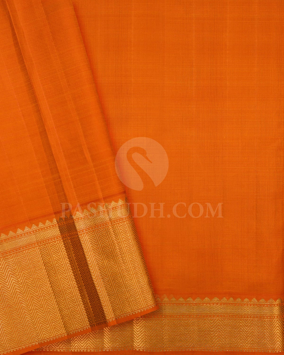 Orange Pure Zari Kanjivaram Silk Saree-P208(A)