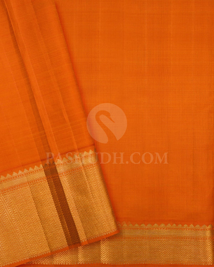 Orange Pure Zari Kanjivaram Silk Saree-P208(A)
