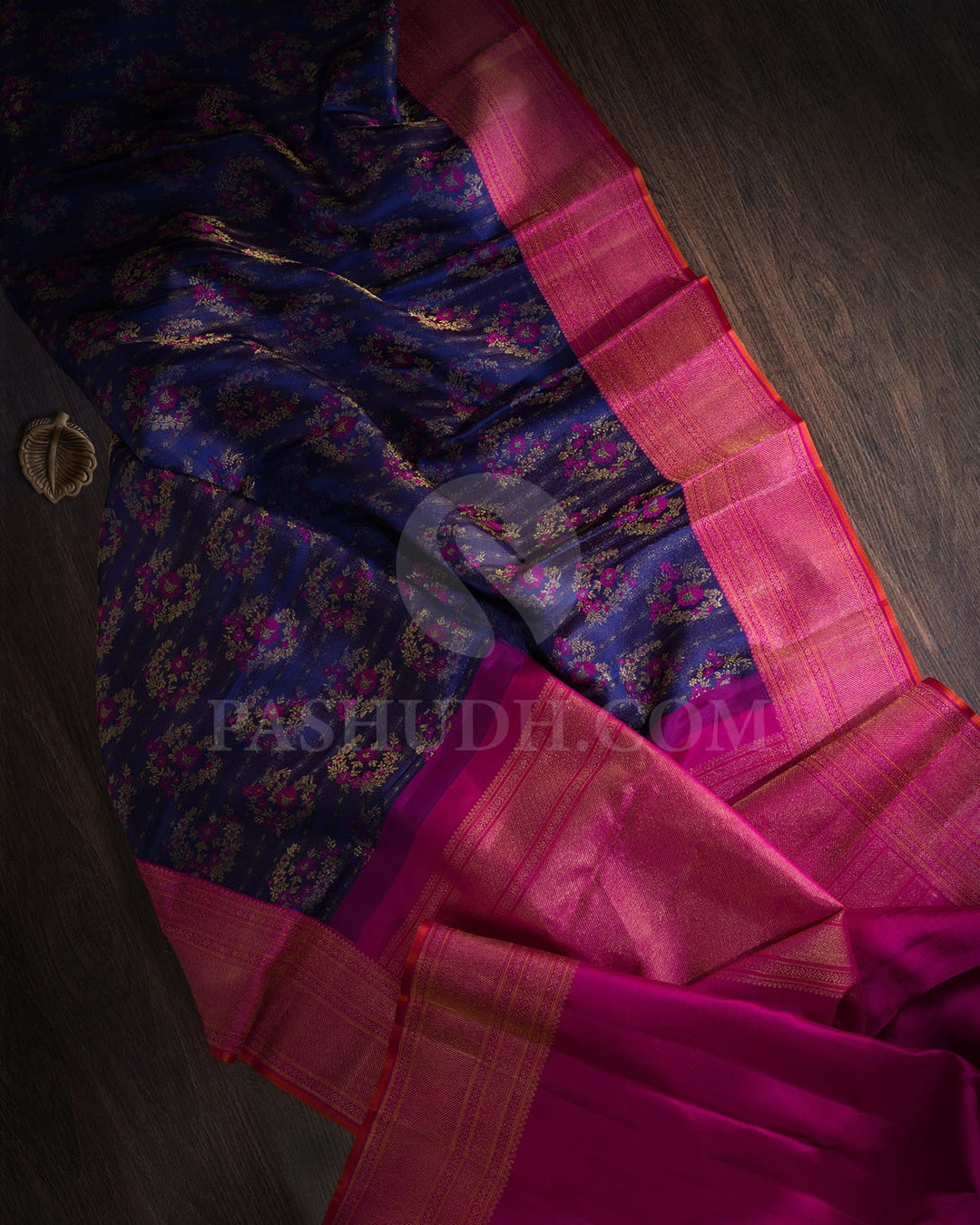 Royal Blue And Rani Pink Kanjivaram Silk Saree-DJ388(D)