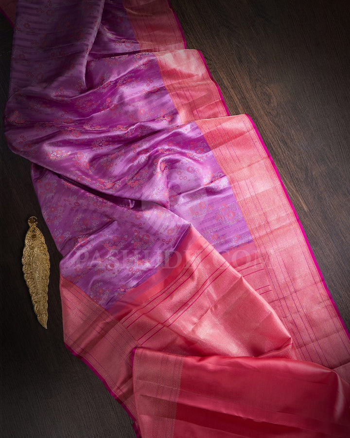 Lavender And Peach Kanjivaram Silk Saree-DJ388(C)
