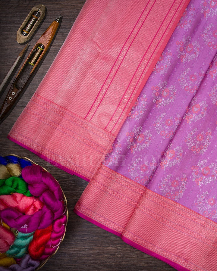 Lavender And Peach Kanjivaram Silk Saree-DJ388(C)