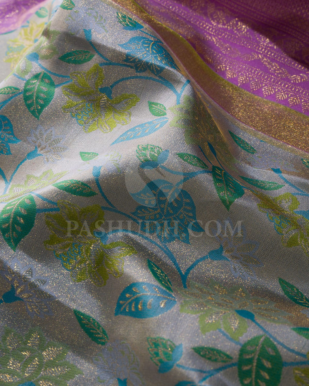 Grey And Lavender Kanjivaram Silk Saree-D648(B)