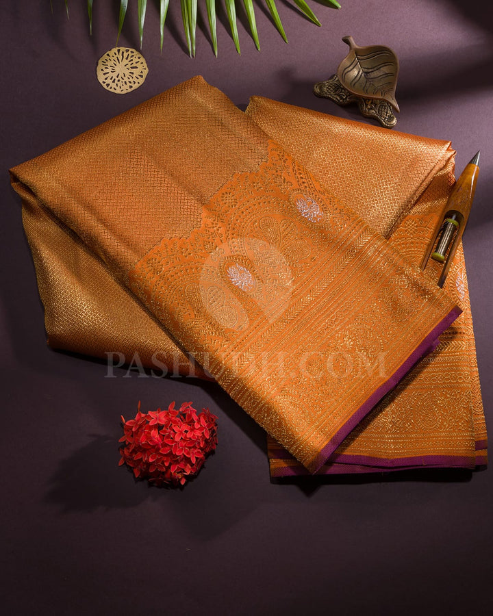 Orange Bridal Kanjivaram Silk Saree-S1588(A)