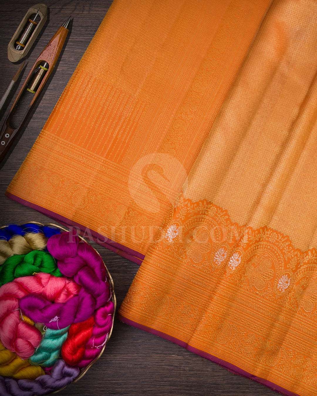 Orange Bridal Kanjivaram Silk Saree-S1588(A)