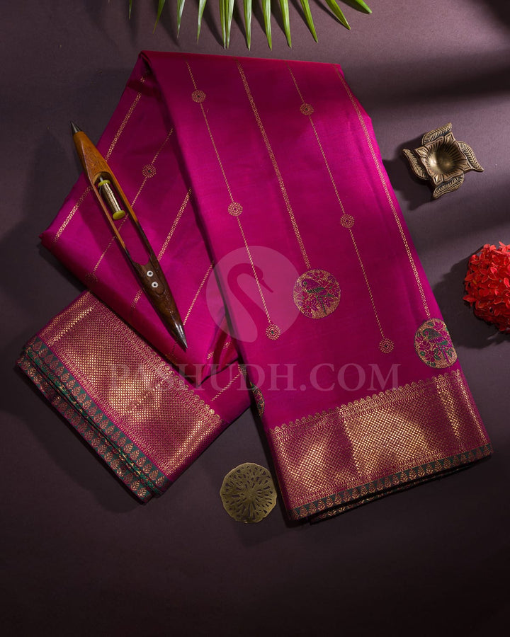Rani Pink With Pink Kanjivaram Silk Saree-S1590(A)