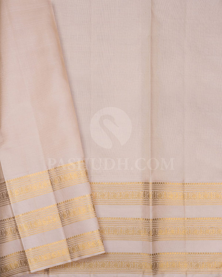 Bottle Green With Cream Kanjivaram Silk Saree-S1343(E)