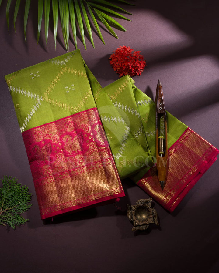 Light Green Pure Zari Bridal Kanjivaram Silk Saree-P209(A)