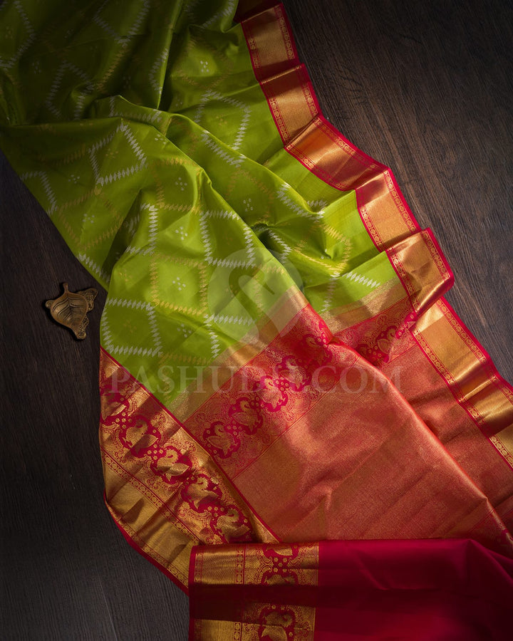 Light Green Pure Zari Bridal Kanjivaram Silk Saree-P209(A)