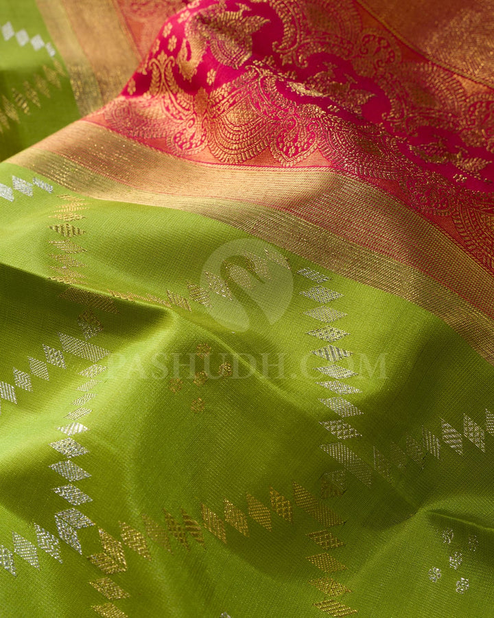 Light Green Pure Zari Bridal Kanjivaram Silk Saree-P209(A)