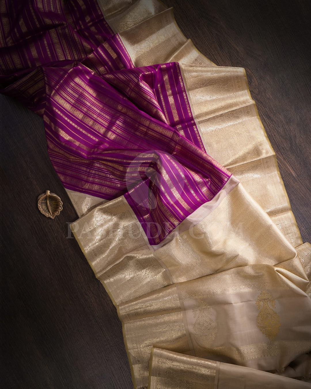 Violet And Half White Kanjivaram Silk Saree-S1203(E)