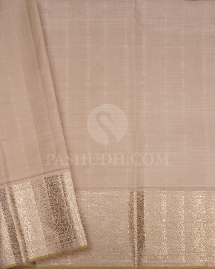 Violet And Half White Kanjivaram Silk Saree-S1203(E)