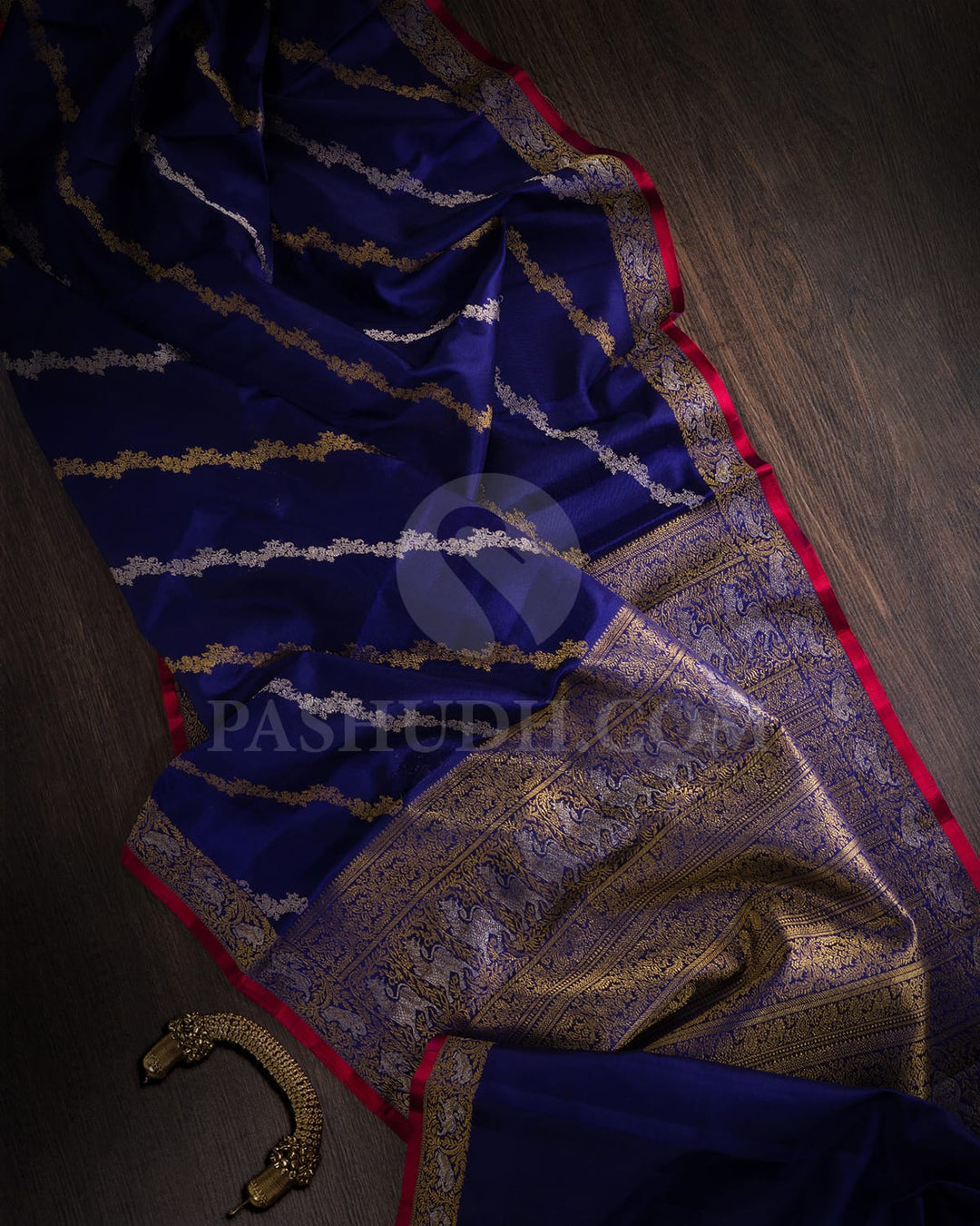 Royal Blue With Red Kanjivaram Silk Saree-S1582(A)