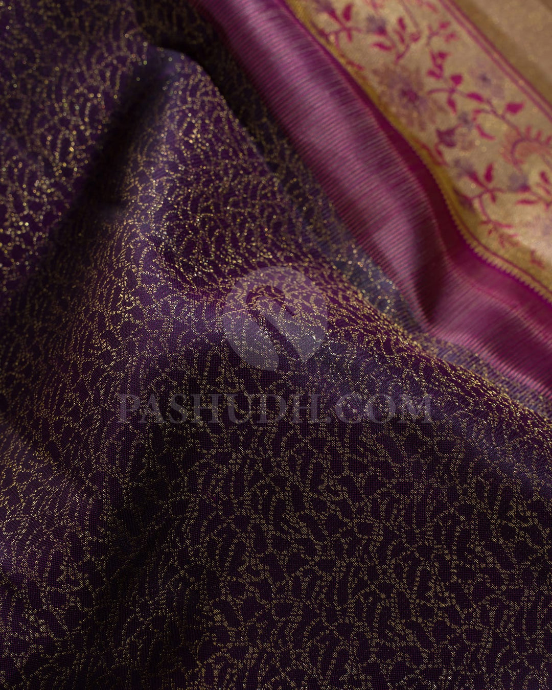 Deep Brown And Magenta Kanjivaram Silk Saree-DJ402(B)