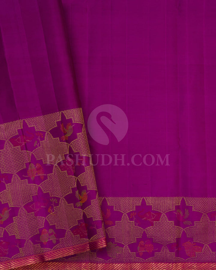 Orange With Purple Pure Zari Kanjivaram Silk Saree-P210(A)