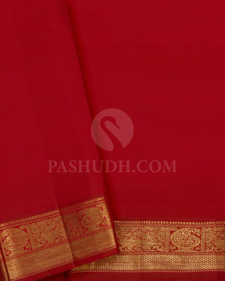 Rust Orange Pure Zari Traditional Kanjivaram Silk Saree-SP349