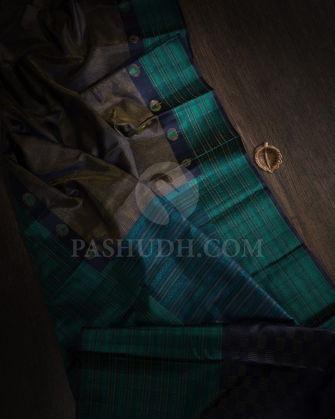 Navy Blue With Light Blue Kanjivaram Silk Saree-D631(B)
